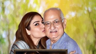 Actor Raveena Tandon remembered her father, Ravi, through a painting. She wrote, “You are always with me”. 