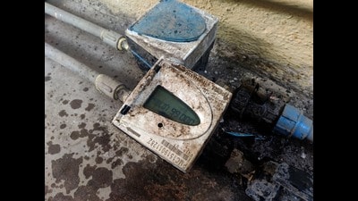 Water meter at Sukhasagar nagar Katraj in Pune. (HT PHOTO) Water meter at Sukhasagar nagar Katraj in Pune. (HT PHOTO)