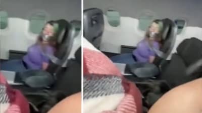 Heather Well, 34, restrained by duct tape, has been sued by the FAA. Heather Well, 34, restrained by duct tape, has been sued by the FAA.