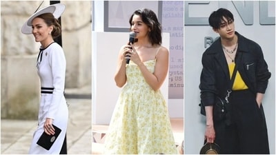 Our favourite celebrities don the best ensembles when they step out for official work, be it film premieres, fashion week, large-scale events, or product launches. While many stars' sartorial choices delighted their fans, we loved Kate Middleton's black-and-white look for attending King's Birthday Parade "Trooping the Colour" in London, Alia Bhatt's floral look for her book launch, Stray Kids' Bang Chan's stellar outfit for his solo debut at Milan Fashion Week for Fendi, and more. Keep reading as we round up our favourite looks. (Instagram, HT Photo/Varinder Chawla) Our favourite celebrities don the best ensembles when they step out for official work, be it film premieres, fashion week, large-scale events, or product launches. While many stars' sartorial choices delighted their fans, we loved Kate Middleton's black-and-white look for attending King's Birthday Parade "Trooping the Colour" in London, Alia Bhatt's floral look for her book launch, Stray Kids' Bang Chan's stellar outfit for his solo debut at Milan Fashion Week for Fendi, and more. Keep reading as we round up our favourite looks. (Instagram, HT Photo/Varinder Chawla)