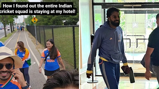 The image shows the Indian cricket squad entering a hotel after their match against Ireland in the T20 World Cup. (Instagram/@suneetj.13)