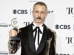 Jeremy Strong poses with the award for Best Performance by a Leading Actor in a Play for "An Enemy of the People" at the 77th Annual Tony Awards in New York City, U.S., June 16, 2024. REUTERS/Eduardo Munoz
