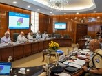 Union Home Minister Amit Shah chairs a high-level meeting to review the security situation in Manipur, in New Delhi, Monday Union Home Minister Amit Shah chairs a high-level meeting to review the security situation in Manipur, in New Delhi, Monday
