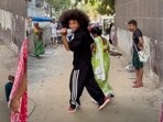 German TikToker Noel Robinson performing viral Gajgamini walk by Aditi Rao Hydari in Netflix's Heeramandi. German TikToker Noel Robinson performing viral Gajgamini walk by Aditi Rao Hydari in Netflix's Heeramandi.