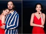 Radhika Merchant, in a red Balmain dress, poses with Anant Ambani during their pre-wedding cruise in Italy. Radhika Merchant, in a red Balmain dress, poses with Anant Ambani during their pre-wedding cruise in Italy.
