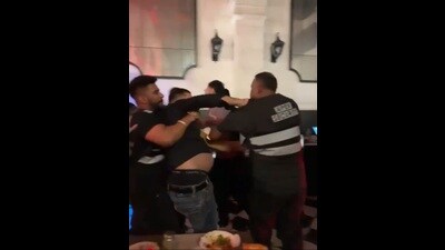 A video grab of the youths during the scuffle at a cafe in Ludhiana. (HT) A video grab of the youths during the scuffle at a cafe in Ludhiana. (HT)