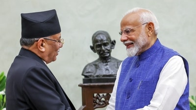New Delhi, Jun 10 (ANI): Prime Minister Narendra Modi meets Nepal PM Pushpa Kamal Dahal 'Prachanda' after his oath-taking ceremony, at Rashtrapati Bhavan, in New Delhi on Sunday. (ANI Photo) (ANI) New Delhi, Jun 10 (ANI): Prime Minister Narendra Modi meets Nepal PM Pushpa Kamal Dahal 'Prachanda' after his oath-taking ceremony, at Rashtrapati Bhavan, in New Delhi on Sunday. (ANI Photo) (ANI)