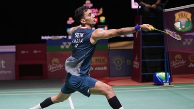 India's Lakshya Sen plays against Denmark's Anders Antonsen (AP) India's Lakshya Sen plays against Denmark's Anders Antonsen (AP)