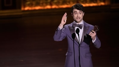 Daniel Radcliffe accepts the award for best performance by an actor in a featured role in a musical for "Merrily We Roll Along" during the 77th Tony Awards on Sunday. (Photo by Charles Sykes/Invision/AP) (Charles Sykes/Invision/AP) Daniel Radcliffe accepts the award for best performance by an actor in a featured role in a musical for "Merrily We Roll Along" during the 77th Tony Awards on Sunday. (Photo by Charles Sykes/Invision/AP) (Charles Sykes/Invision/AP)