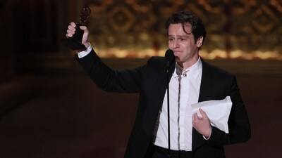 Jonathan Groff wins the award for Best Performance by an Actor in a Leading Role in a Musical, for Merrily We Roll Along during the 77th Annual Tony Awards in New York City. The musical also won in the Best Revival of a Musical category. Jonathan Tunick won Best Orchestrations. REUTERS/Brendan Mcdermid (REUTERS)