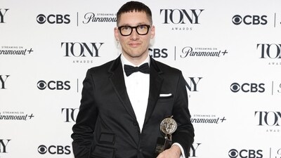 Tom Scutt, poses with the award for Best Scenic Design of a Musical for "Cabaret at the Kit Kat Club" at the 77th Annual Tony Awards. REUTERS/Eduardo Munoz (REUTERS)