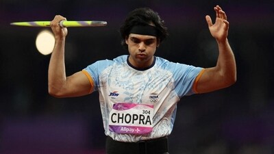 Neeraj Chopra in action during the men's Javelin final at Asian Games in Hangzhou, China, Neeraj Chopra in action during the men's Javelin final at Asian Games in Hangzhou, China,