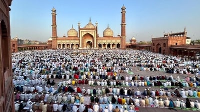 Muslims perform prayers at Jama Masjid on the occasion of Eid al-Adha Muslims perform prayers at Jama Masjid on the occasion of Eid al-Adha