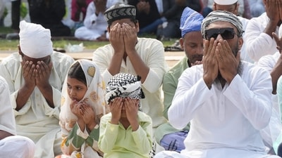 Muslim devotees in Kolkata observed Eid Ul Adha with the morning prayers. (PTI Photo/Swapan Mahapatra) Muslim devotees in Kolkata observed Eid Ul Adha with the morning prayers. (PTI Photo/Swapan Mahapatra)