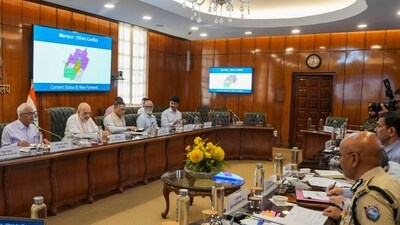 Union Home Minister Amit Shah chairs a high-level meeting to review the security situation in Manipur, in New Delhi, Monday (PTI) Union Home Minister Amit Shah chairs a high-level meeting to review the security situation in Manipur, in New Delhi, Monday (PTI)