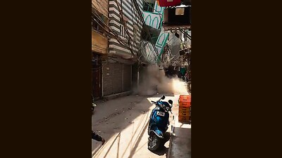 Screenshots from a video that show the collapse of the mosque on Monday afternoon. (HT Photo) Screenshots from a video that show the collapse of the mosque on Monday afternoon. (HT Photo)
