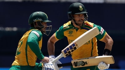 South Africa's captain Aiden Markram, right, and batting partner Quinton de Kock run between the wickets (AP) South Africa's captain Aiden Markram, right, and batting partner Quinton de Kock run between the wickets (AP)