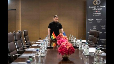 TOPSHOT - Ukraine's President Volodymyr Zelensky looks on waiting for his next bilateral meeting, during the Summit on peace in Ukraine, at the luxury Burgenstock resort, near Lucerne, on June 16, 2024. Dozens of countries meeting for a landmark international summit on peace in Ukraine agreed Sunday that Kyiv should enter dialogue with Russia on ending the war, while strongly supporting Ukraine's independence and territorial integrity. (Photo by ALESSANDRO DELLA VALLE / POOL / AFP) (AFP) TOPSHOT - Ukraine's President Volodymyr Zelensky looks on waiting for his next bilateral meeting, during the Summit on peace in Ukraine, at the luxury Burgenstock resort, near Lucerne, on June 16, 2024. Dozens of countries meeting for a landmark international summit on peace in Ukraine agreed Sunday that Kyiv should enter dialogue with Russia on ending the war, while strongly supporting Ukraine's independence and territorial integrity. (Photo by ALESSANDRO DELLA VALLE / POOL / AFP) (AFP)