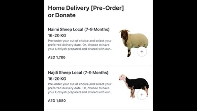 UAE: Screengrab of the app that delivers Qurbani meat. (X/@soumyauxd) UAE: Screengrab of the app that delivers Qurbani meat. (X/@soumyauxd)