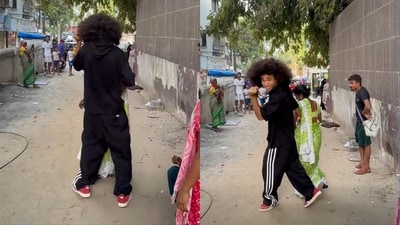 German TikToker Noel Robinson performing viral Gajgamini walk by Aditi Rao Hydari in Netflix's Heeramandi. (Instagram/@netflix_in)