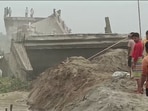 A portion of a newly constructed bridge over the Bakra river collapsed in Pararia village of Bihar’s Araria district on Tuesday, a police officer said