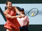 Aryna Sabalenka of Belarus plays a shot