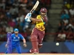 West Indies' Nicholas Pooran bats against Afghanistan during an ICC Men's T20 World Cup cricket match