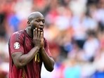 Belgium's forward #10 Romelu Lukaku reacts at the end the UEFA Euro 2024 Group E football match against Slovakia