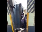 Passengers jumping onto the coupler of a crowded train travelling from Bihar's Darbhanga to Amritsar, Punjab. Passengers jumping onto the coupler of a crowded train travelling from Bihar's Darbhanga to Amritsar, Punjab.