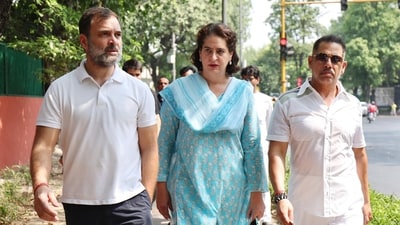 Congress leader Rahul Gandhi, Priyanka Gandhi Vadra with Robert Vadra. (File photo) Congress leader Rahul Gandhi, Priyanka Gandhi Vadra with Robert Vadra. (File photo)