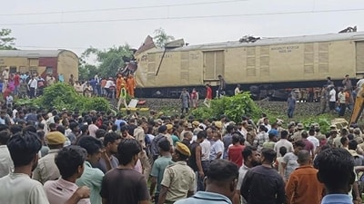 A cargo train rammed into Kanchanjunga Express, a passenger train, near New Jalpaiguri station. (AP photo) A cargo train rammed into Kanchanjunga Express, a passenger train, near New Jalpaiguri station. (AP photo)