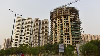 A stalled Supertech project in Sector 77, Noida. For the land Allotment in Sector 22D, the realtor needs to pay Yeida a sum of ₹677 crore as dues. (HT Archive) A stalled Supertech project in Sector 77, Noida. For the land Allotment in Sector 22D, the realtor needs to pay Yeida a sum of ₹677 crore as dues. (HT Archive)