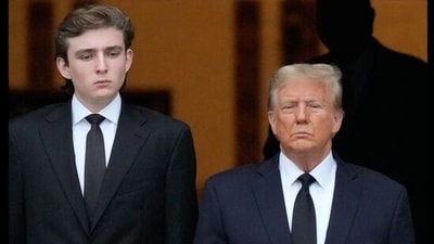 Calling Barron Trump a “good looking guy”, Donald Trump particularly mentioned that “he is a tall one, no question about that.” (AP) Calling Barron Trump a “good looking guy”, Donald Trump particularly mentioned that “he is a tall one, no question about that.” (AP)