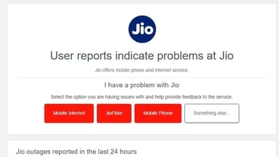 Reliance Jio Down: As per Downdetector, over 54 per cent of the complainants are facing problems with mobile internet. Reliance Jio Down: As per Downdetector, over 54 per cent of the complainants are facing problems with mobile internet.