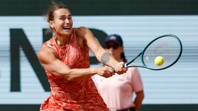 Aryna Sabalenka of Belarus plays a shot (AP) Aryna Sabalenka of Belarus plays a shot (AP)