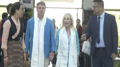 Republican chair of the US house foreign affairs committee Michael McCaul, who is heading a bipartisan delegation from the US, arriving in Dharamshala on Tuesday. (ANI Photo) Republican chair of the US house foreign affairs committee Michael McCaul, who is heading a bipartisan delegation from the US, arriving in Dharamshala on Tuesday. (ANI Photo)