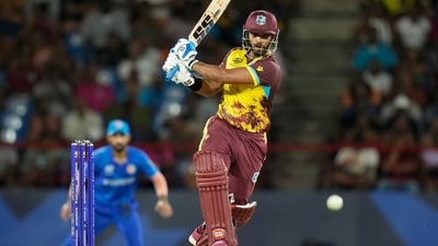West Indies' Nicholas Pooran bats against Afghanistan during an ICC Men's T20 World Cup cricket match (AP) West Indies' Nicholas Pooran bats against Afghanistan during an ICC Men's T20 World Cup cricket match (AP)