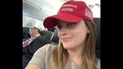 Trump supporter Heather Mullins says American Airlines flight worker ignored drink orders because of her MAGA hat (TalkMullins/X) Trump supporter Heather Mullins says American Airlines flight worker ignored drink orders because of her MAGA hat (TalkMullins/X)