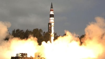 A file photo of the Agni-V being test-fired. (AP Photo) A file photo of the Agni-V being test-fired. (AP Photo)