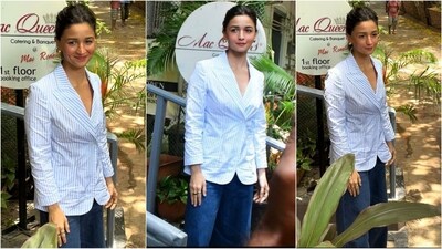 Alia Bhatt's recent look in a blazer and denim pants is a must have for your summer wardrobe. (HT photo/VarinderChawla) Alia Bhatt's recent look in a blazer and denim pants is a must have for your summer wardrobe. (HT photo/VarinderChawla)
