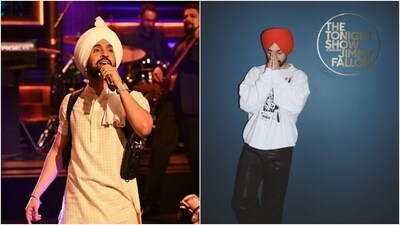 Diljit Dosanjh made his US late-night TV debut on The Tonight Show With Jimmy Fallon. The singer shared pictures from his appearance on Instagram, which showed him dressed in two stylish looks. (Instagram) Diljit Dosanjh made his US late-night TV debut on The Tonight Show With Jimmy Fallon. The singer shared pictures from his appearance on Instagram, which showed him dressed in two stylish looks. (Instagram)