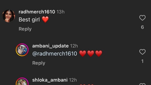 Radhika Merchant dropped a comment on Shloka Mehta's photos. (Instagram/dmjatia) Radhika Merchant dropped a comment on Shloka Mehta's photos. (Instagram/dmjatia)
