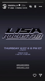 Lisa announced the release date of her new song 'Rockstar'. Lisa announced the release date of her new song 'Rockstar'.