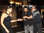 Amitabh Bachchan playfully pulled at Prabhas for helping Deepika Padukone off stage. Amitabh Bachchan playfully pulled at Prabhas for helping Deepika Padukone off stage.