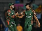 Bangladesh's Tanzim Hasan Sakib (R) and Shakib Al Hasan