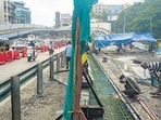 Mumbai, India. June 18, 2024: The construction of the Barfiwala bridge, connecting the stalled Gokhale bridge in Andheri, is in its final stage. BMC officials have stated that the work on the Barfiwala and Gokhale bridge connection will be completed by the end of next month. June 18, 2024. (Photo by Raju Shinde/HT Photo)