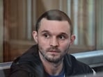 Gordon Black, a U.S. Army staff sergeant, who was detained in Russia on May 2 on suspicion of stealing from a woman he was in a relationship with, appears in a court in Vladivostok, Russia, June 19, 2024. REUTERS/Tatiana Meel