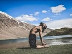 Ustrasana, or the Camel Pose, is a backbend routine that helps in opening up the chest.