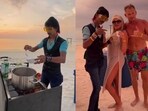 Dolly Chaiwala preparing and serving tea to beachgoers in Maldives. Dolly Chaiwala preparing and serving tea to beachgoers in Maldives.