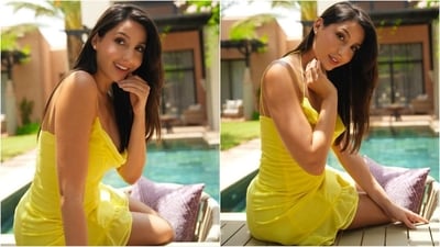 Her glam makeup look features nude eyeshadow, smughed eyeliner, mascara-coated lashes, defined brows, blushed cheeks, contoured cheekbones, luminous highlighter and a shade of nude lipstick. (Instagram/@norafatehi) Her glam makeup look features nude eyeshadow, smughed eyeliner, mascara-coated lashes, defined brows, blushed cheeks, contoured cheekbones, luminous highlighter and a shade of nude lipstick. (Instagram/@norafatehi)